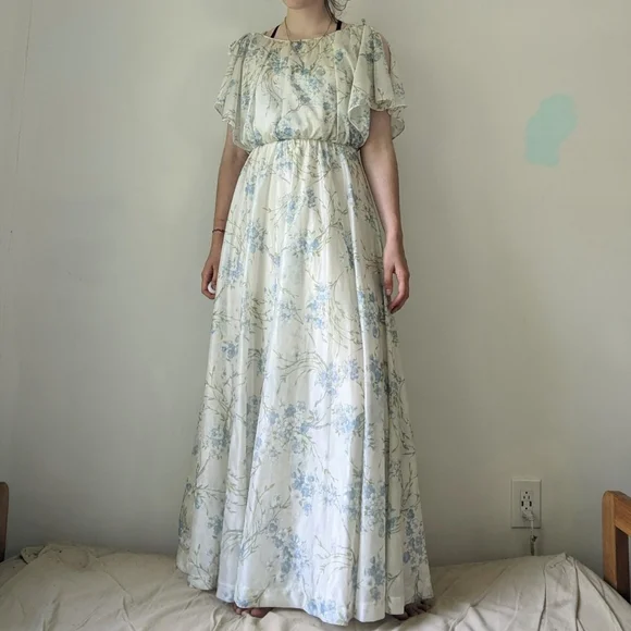Vintage Dresses | Vintage 70's Floral Maxi Flowy Formal Summer Dress | Color: Blue/White | Size: S | Pm-88282520's Closet Vintage Dresses | Vintage 70's Floral Maxi Flowy Formal Summer Dress | Color: Blue/White | Size: S | Pm-88282520's Closet